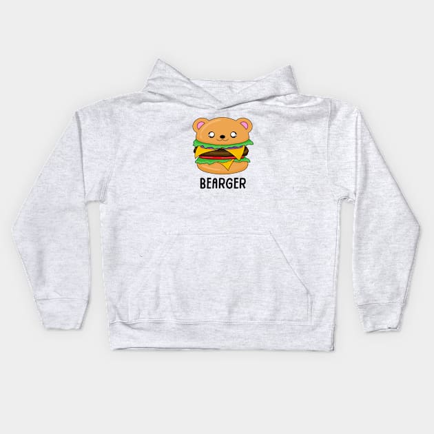 Kawaii Bearger | Bear Cheeseburger Kids Hoodie by Side Quest Studios